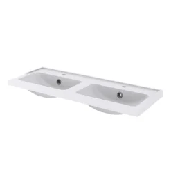 Plan Double Vasque|GoodHome Plan double vasque blanc en céramique l.120 cm Lana