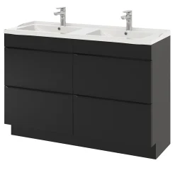 Plan Double Vasque|GoodHome Plan double vasque blanc en céramique l.120 cm Lana