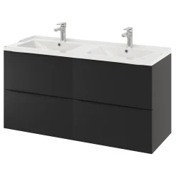 Plan Double Vasque|GoodHome Plan double vasque blanc en céramique l.120 cm Lana