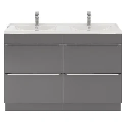 Plan Double Vasque|GoodHome Plan double vasque blanc en céramique l.120 cm Lana