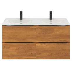 Plan Double Vasque|GoodHome Plan double vasque blanc en céramique l.120 cm Lana