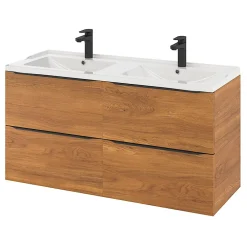 Plan Double Vasque|GoodHome Plan double vasque blanc en céramique l.120 cm Lana