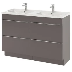 Plan Double Vasque|GoodHome Plan double vasque blanc en céramique l.120 cm Lana