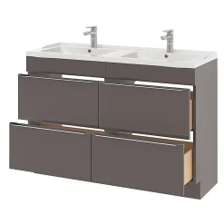 Plan Double Vasque|GoodHome Plan double vasque blanc en céramique l.120 cm Lana