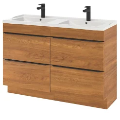 Plan Double Vasque|GoodHome Plan double vasque blanc en céramique l.120 cm Lana