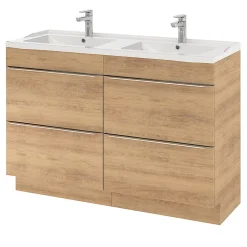 Plan Double Vasque|GoodHome Plan double vasque blanc en céramique l.120 cm Lana
