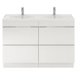 Plan Double Vasque|GoodHome Plan double vasque blanc en céramique l.120 cm Lana