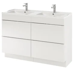 Plan Double Vasque|GoodHome Plan double vasque blanc en céramique l.120 cm Lana