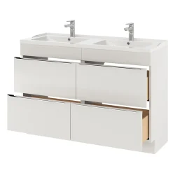Plan Double Vasque|GoodHome Plan double vasque blanc en céramique l.120 cm Lana