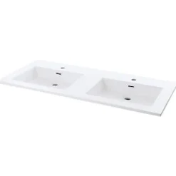 Plan Double Vasque|Cooke & Lewis Plan double vasque blanc en résine l.120 cm, Pamili