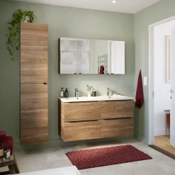 Plan Double Vasque|GoodHome Plan double vasque blanc en céramique l.120 cm Nira