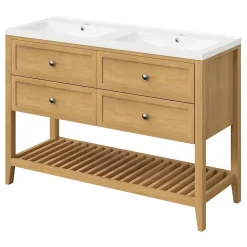 Plan Double Vasque|GoodHome Plan double vasque blanc en céramique l.120 cm Nira