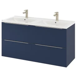 Plan Double Vasque|GoodHome Plan double vasque blanc en céramique l.120 cm Nira