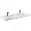 Vasque À Poser|Sanindusa Plan double vasque céramique traditionnelle rectangle fixation murale ou à poser sur plan 120x43 Vista blanc