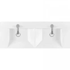 Vasque À Poser|Sanindusa Plan double vasque céramique traditionnelle rectangle fixation murale ou à poser sur plan 120x43 Vista blanc