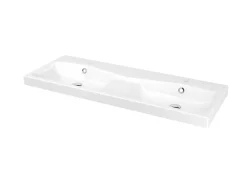 GoodHome Plan double vasque en résine blanc Mila 120 cm