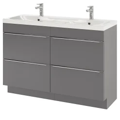 GoodHome Plan double vasque en résine blanc Mila 120 cm