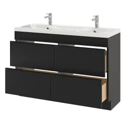 GoodHome Plan double vasque en résine blanc Mila 120 cm