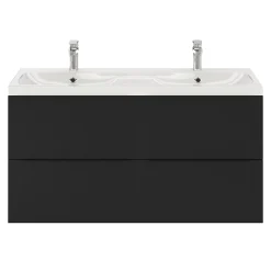 GoodHome Plan double vasque en résine blanc Mila 120 cm