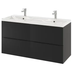 GoodHome Plan double vasque en résine blanc Mila 120 cm
