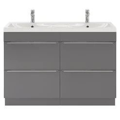 GoodHome Plan double vasque en résine blanc Mila 120 cm