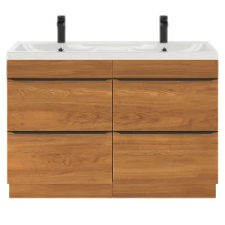 GoodHome Plan double vasque en résine blanc Mila 120 cm