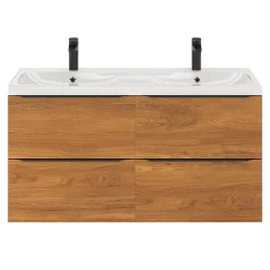 GoodHome Plan double vasque en résine blanc Mila 120 cm