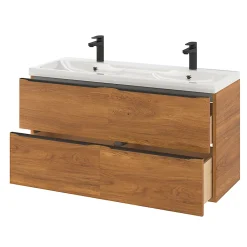 GoodHome Plan double vasque en résine blanc Mila 120 cm