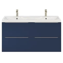 GoodHome Plan double vasque en résine blanc Mila 120 cm