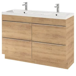 GoodHome Plan double vasque en résine blanc Mila 120 cm