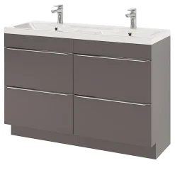 GoodHome Plan double vasque en résine blanc Mila 120 cm