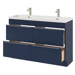 GoodHome Plan double vasque en résine blanc Mila 120 cm