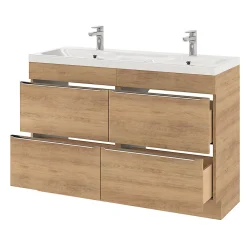 GoodHome Plan double vasque en résine blanc Mila 120 cm