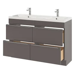 GoodHome Plan double vasque en résine blanc Mila 120 cm