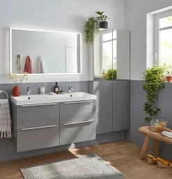 GoodHome Plan double vasque en résine blanc Mila 120 cm