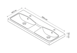 GoodHome Plan double vasque en résine blanc Mila 120 cm