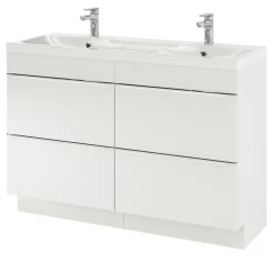 GoodHome Plan double vasque en résine blanc Mila 120 cm