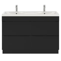 GoodHome Plan double vasque en résine blanc Mila 120 cm