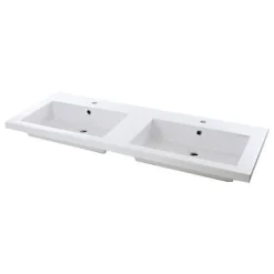 Plan Double Vasque|Cooke & Lewis Plan double vasque en résine blanc Belice 140 cm