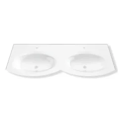 Plan double vasque en résine blanc Vague 138 cm