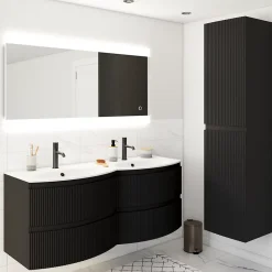 Plan double vasque en résine blanc Vague 138 cm