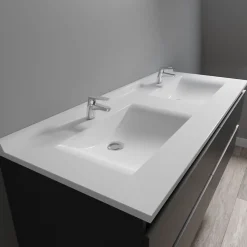 Cuisibane Plan double vasque en résine de synthèse RESIPLAN - 140 cm
