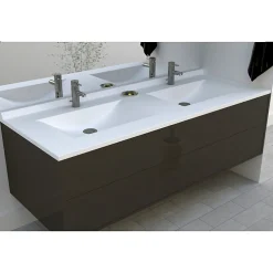 Cuisibane Plan double vasque en résine de synthèse RESIPLAN - 140 cm