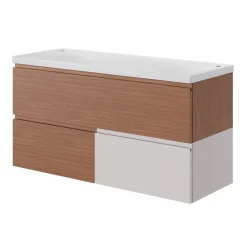 Plan Double Vasque|GoodHome Plan double vasque l.120 x P.45 cm en céramique avec plage de dépose au centre, blanc, Kentia