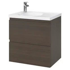 Plan Double Vasque|GoodHome Plan double vasque l.120 x P.45 cm en céramique avec plage de dépose au centre, blanc, Kentia