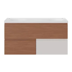 Plan Double Vasque|GoodHome Plan double vasque l.120 x P.45 cm en céramique avec plage de dépose au centre, blanc, Kentia