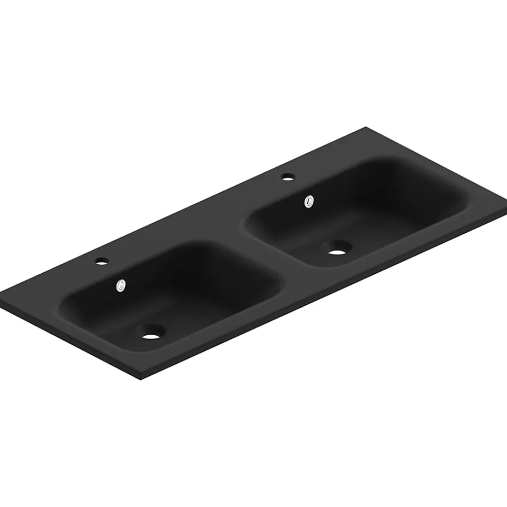 Ipiemme SRL Plan double vasque noir en résine l.120 cm, Pura+