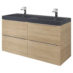 GoodHome Plan double vasque noir Mila 120 cm