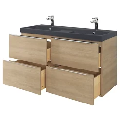 GoodHome Plan double vasque noir Mila 120 cm