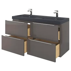 GoodHome Plan double vasque noir Mila 120 cm
